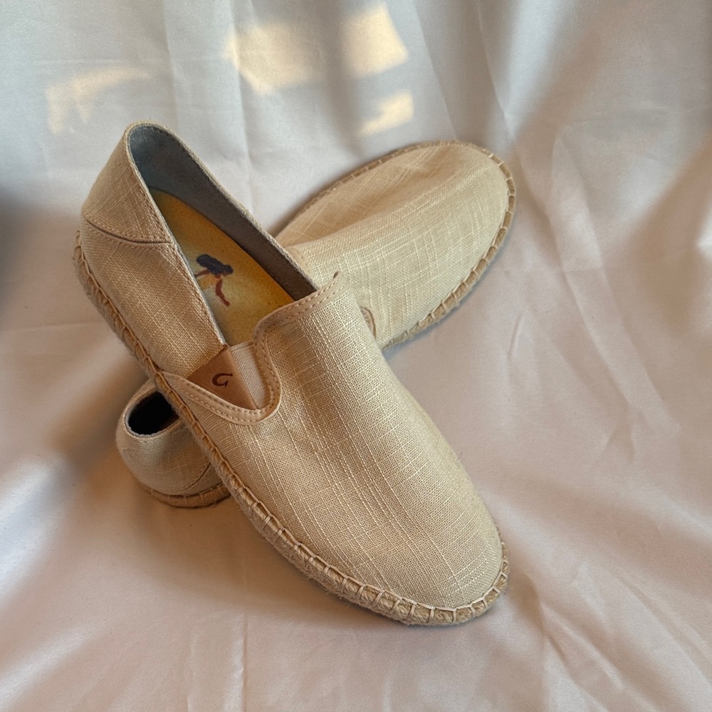 OluKai Light Tan Slip-On Loafers